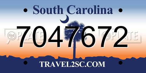 7047672 South Carolina License Plate