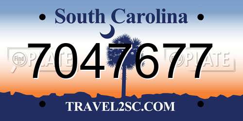 7047677 South Carolina License Plate