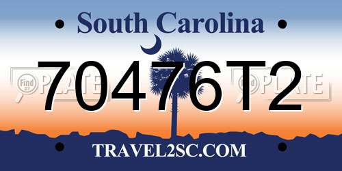 70476T2 South Carolina License Plate