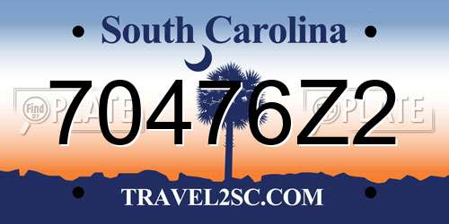70476Z2 South Carolina License Plate