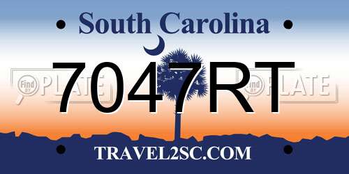 7047RT South Carolina License Plate