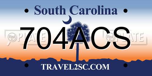 704ACS South Carolina License Plate