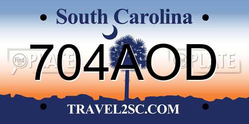 704AOD South Carolina License Plate