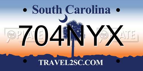 704NYX South Carolina License Plate