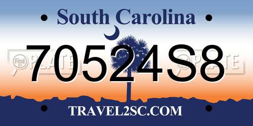 70524S8 South Carolina License Plate