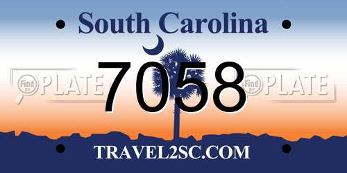 7058 South Carolina License Plate