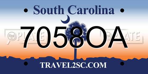 7058OA South Carolina License Plate