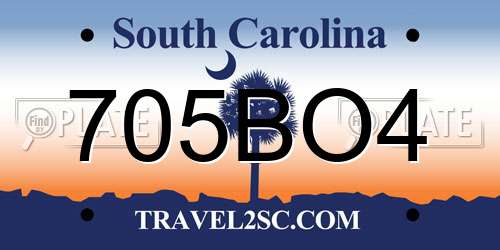 705BO4 South Carolina License Plate