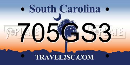 705GS3 South Carolina License Plate