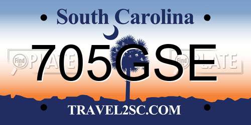 705GSE South Carolina License Plate