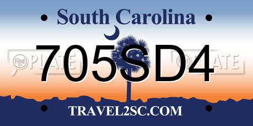 705SD4 South Carolina License Plate