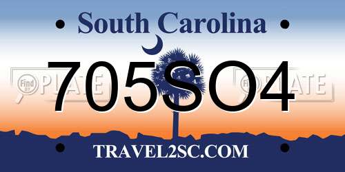 705SO4 South Carolina License Plate