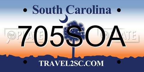 705SOA South Carolina License Plate