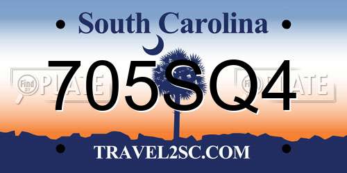 705SQ4 South Carolina License Plate