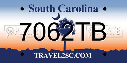 7062TB South Carolina License Plate