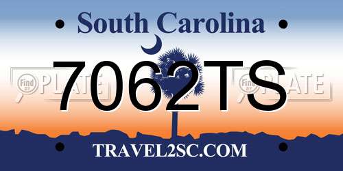 7062TS South Carolina License Plate