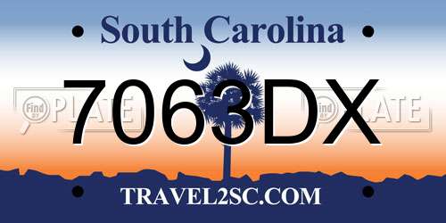7063DX South Carolina License Plate