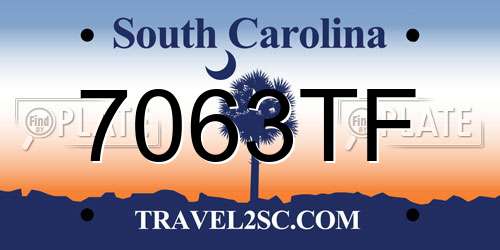 7063TF South Carolina License Plate