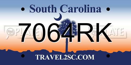 7064RK South Carolina License Plate