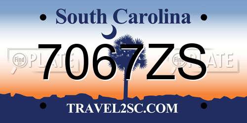 7067ZS South Carolina License Plate