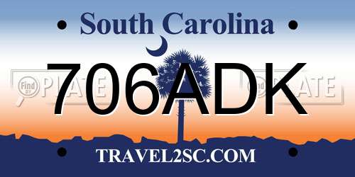 706ADK South Carolina License Plate