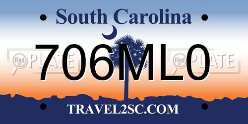 706ML0 South Carolina License Plate