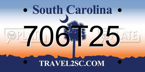 706T25 South Carolina License Plate