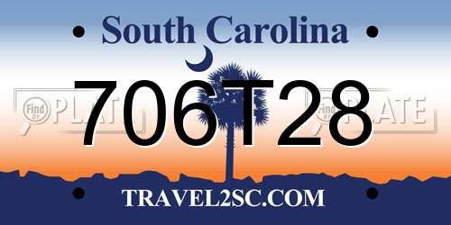 706T28 South Carolina License Plate