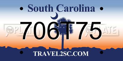 706T75 South Carolina License Plate