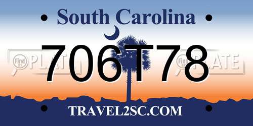 706T78 South Carolina License Plate