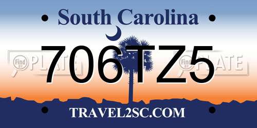 706TZ5 South Carolina License Plate