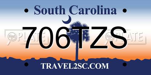 706TZS South Carolina License Plate