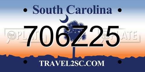 706Z25 South Carolina License Plate