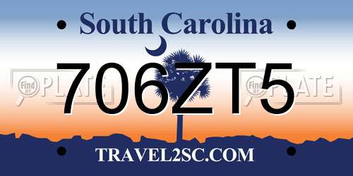 706ZT5 South Carolina License Plate