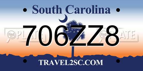 706ZZ8 South Carolina License Plate