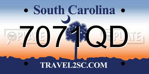 7071QD South Carolina License Plate