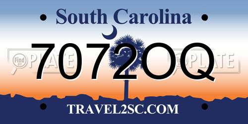 7072OQ South Carolina License Plate