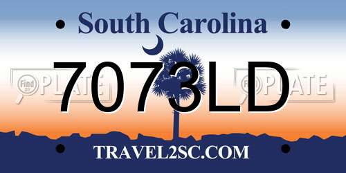 7073LD South Carolina License Plate