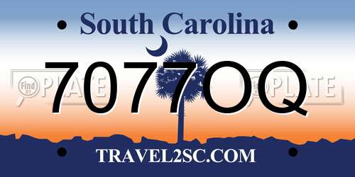 7077OQ South Carolina License Plate