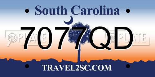 7077QD South Carolina License Plate