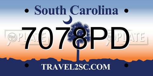 7078PD South Carolina License Plate