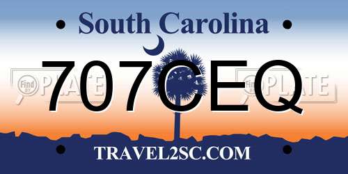 707CEQ South Carolina License Plate