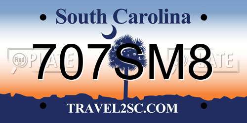 707SM8 South Carolina License Plate