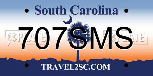 707SMS South Carolina License Plate