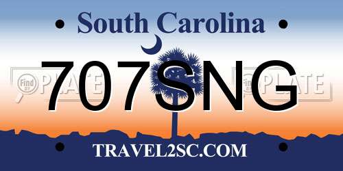 707SNG South Carolina License Plate