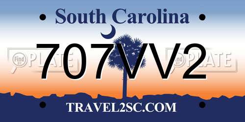 707VV2 South Carolina License Plate