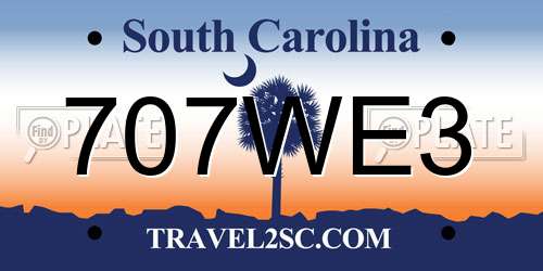 707WE3 South Carolina License Plate