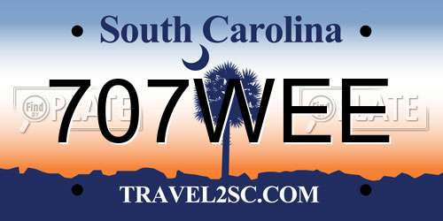 707WEE South Carolina License Plate