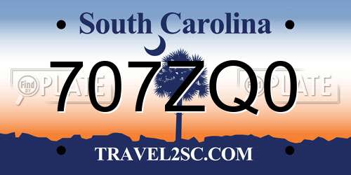 707ZQ0 South Carolina License Plate