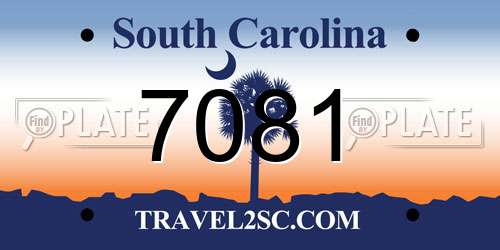 7081 South Carolina License Plate